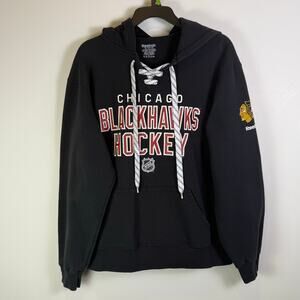 Reebok Chicago Blackhawks Hoodie Men’s M Jersey Old Time Hockey Retro Lace Up